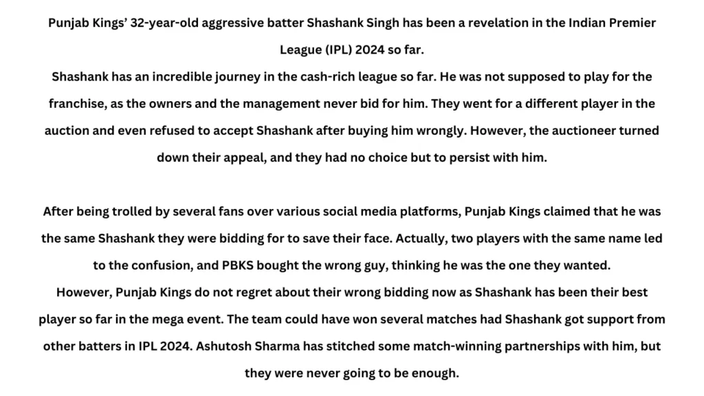 Shashank Singh Biography